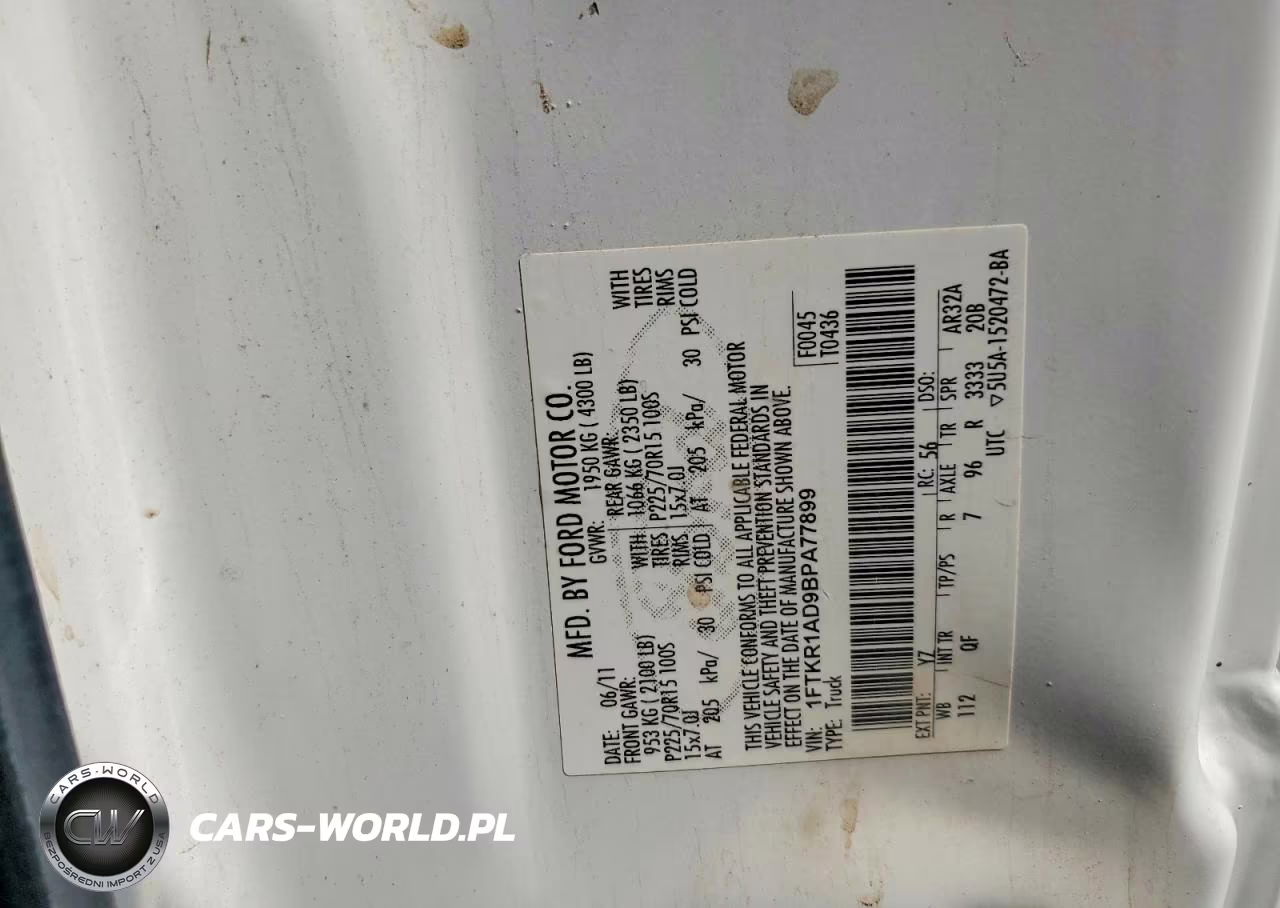 2011 Ford Ranger VIN:1FTKR1AD9BPA77899 - 12