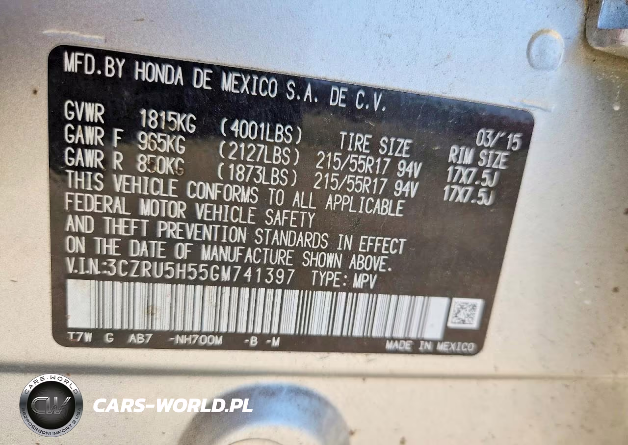 2016 Honda Hr-V Ex VIN:3CZRU5H55GM741397 - 13
