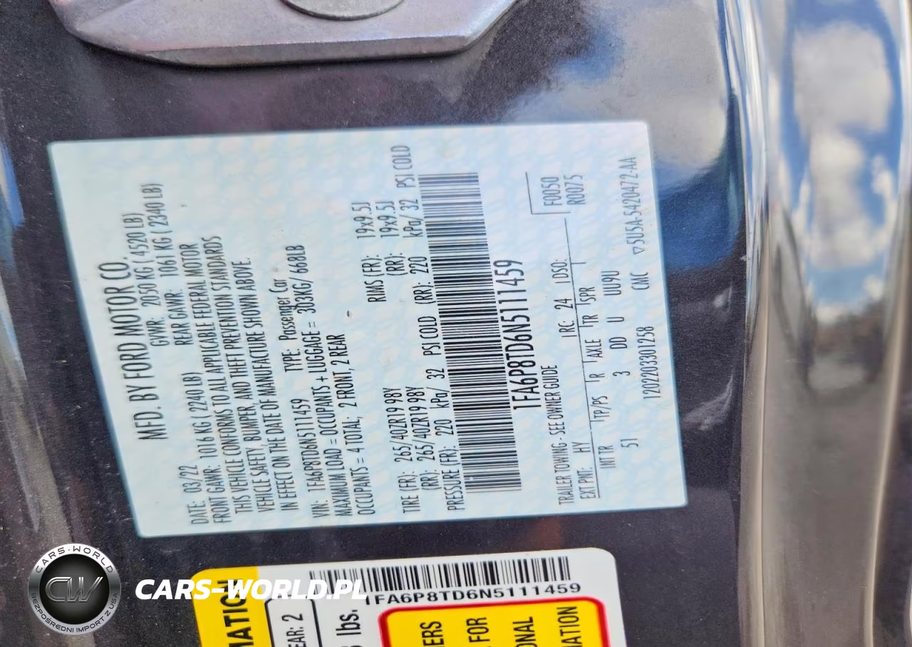 2022 Ford Mustang VIN:1FA6P8TD6N5111459 - 12
