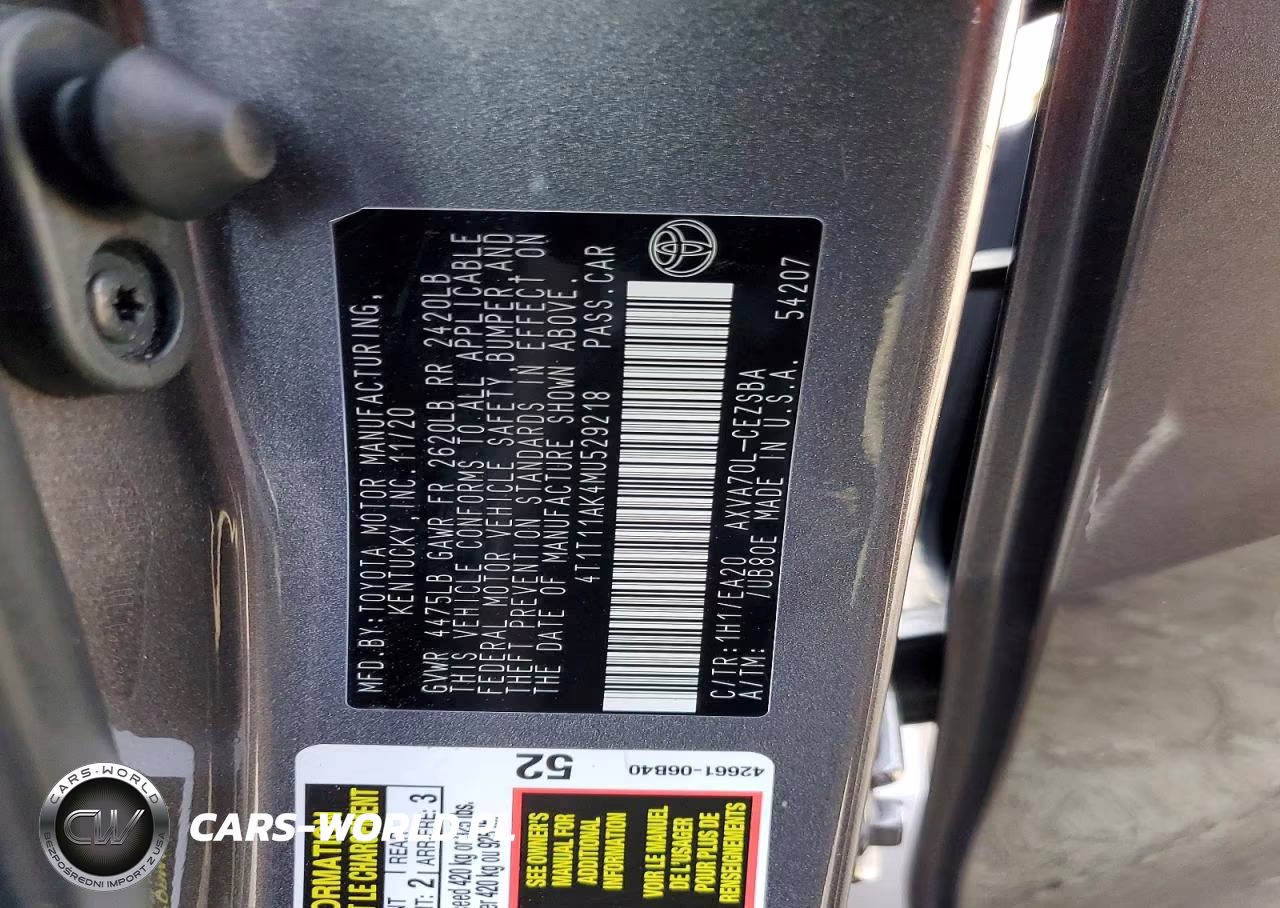 2021 Toyota Camry Se VIN:4T1T11AK4MU529218 - 12