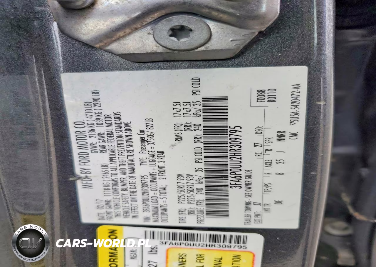 2017 Ford Fusion S Hybrid VIN:3FA6P0UU2HR309795 - 12