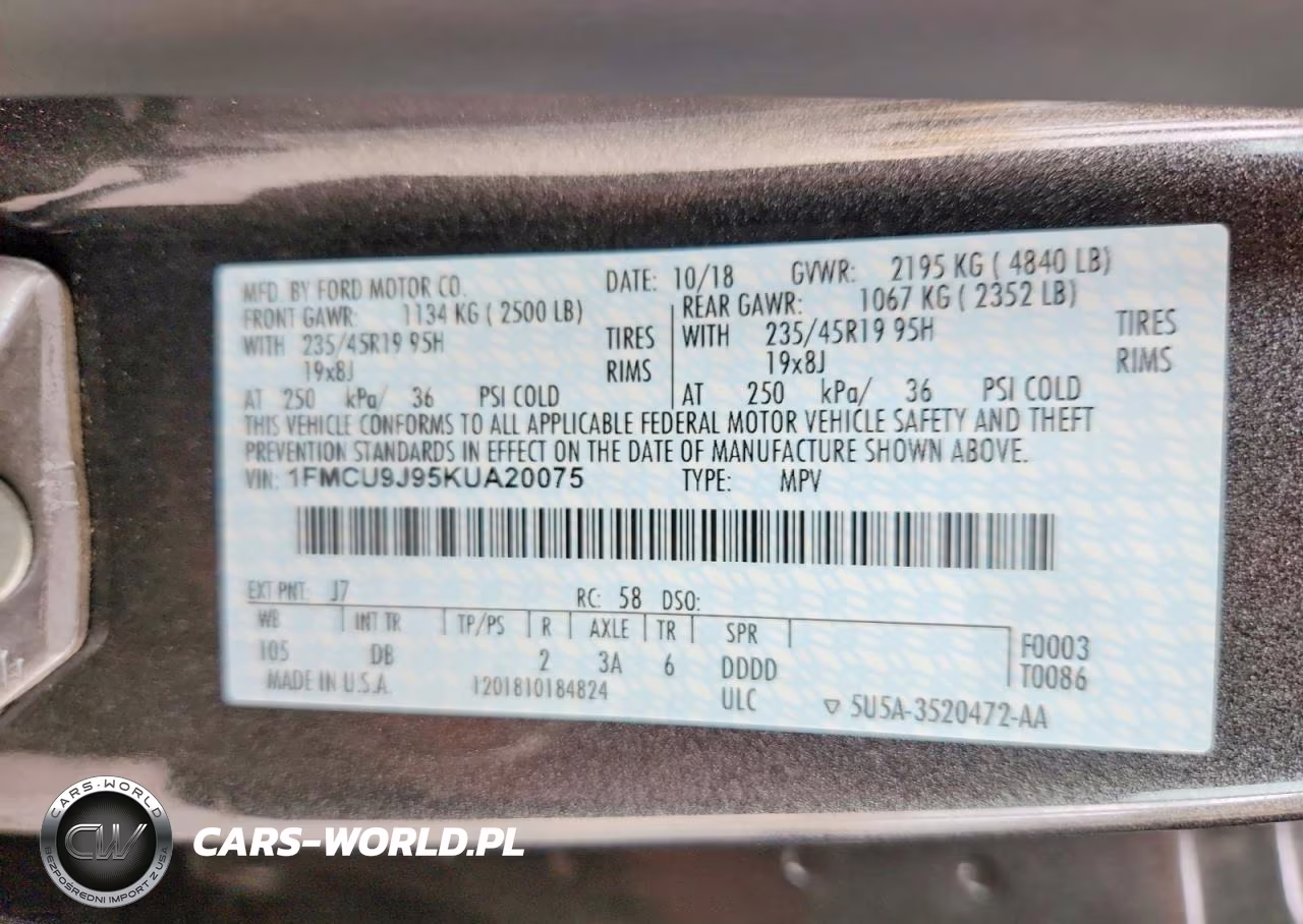 2019 Ford Escape Titanium VIN:1FMCU9J95KUA20075 - 14