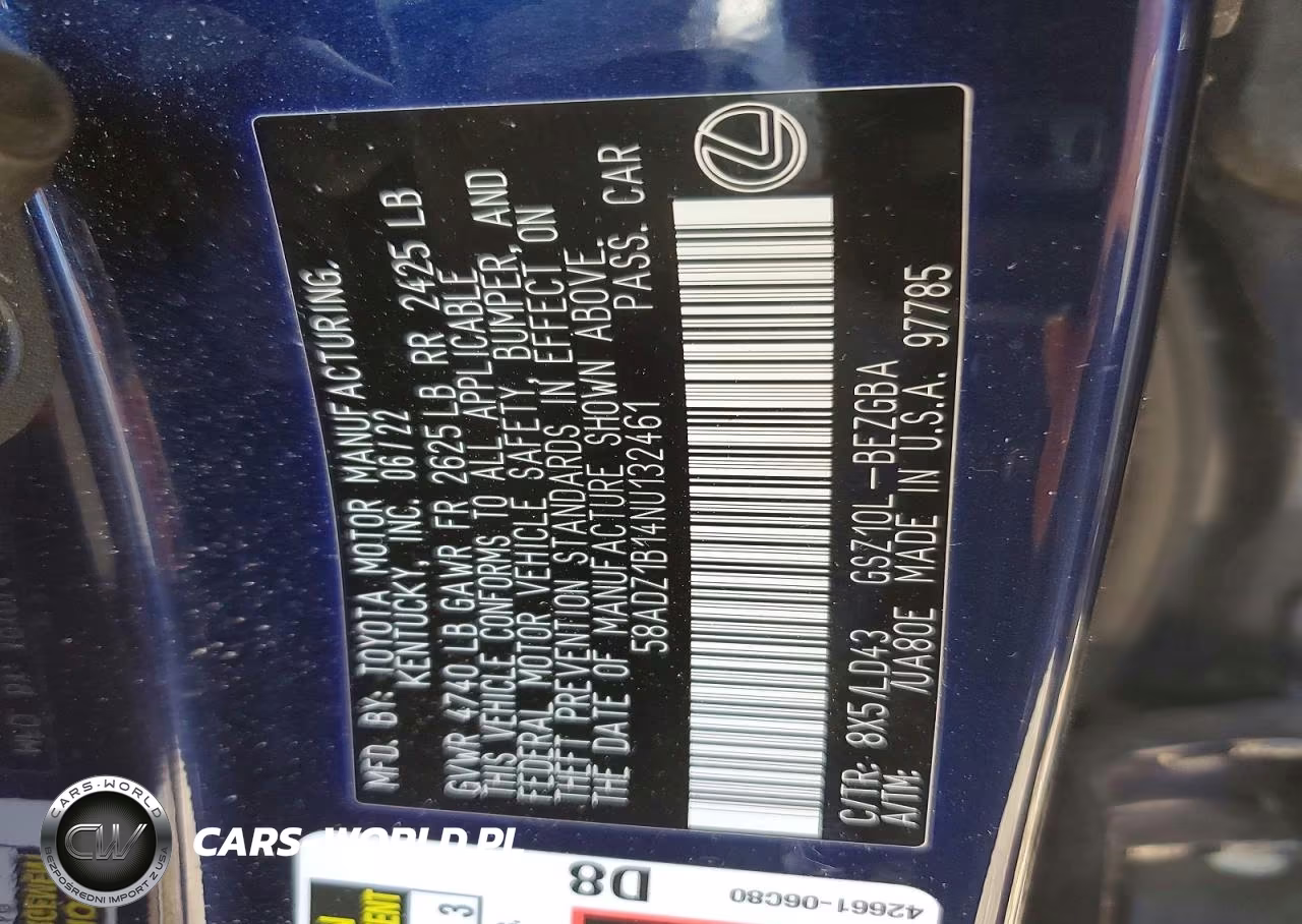 2022 Lexus Es 350 Base VIN:58ADZ1B14NU132461 - 12