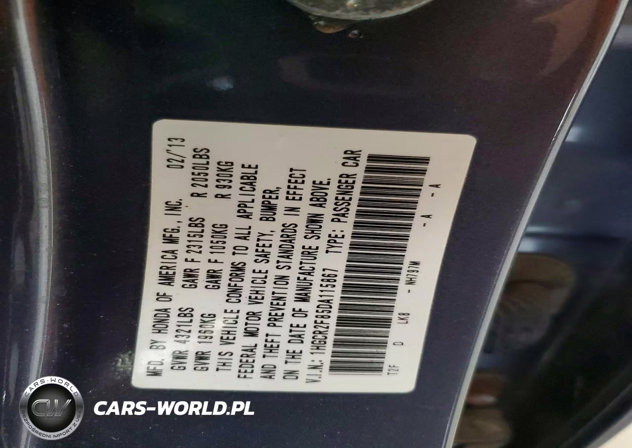 2013 Honda Accord Exl VIN:1HGCR2F85DA115867 - 13