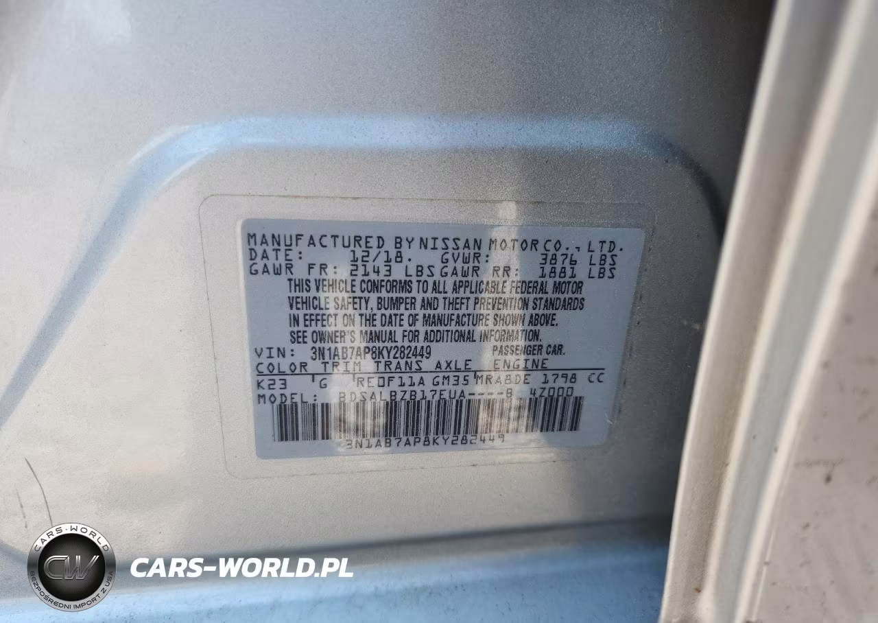 2019 Nissan Sentra S VIN:3N1AB7AP8KY282449 - 12