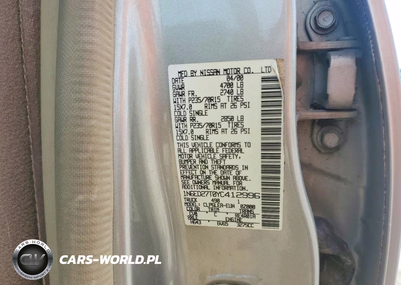 2000 Nissan Frontier Xe VIN:1N6ED27T0YC412996 - 12