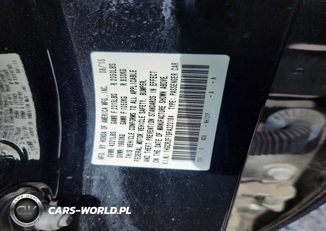 2015 Honda Accord Ex VIN:1HGCR2F79FA220194 - 12