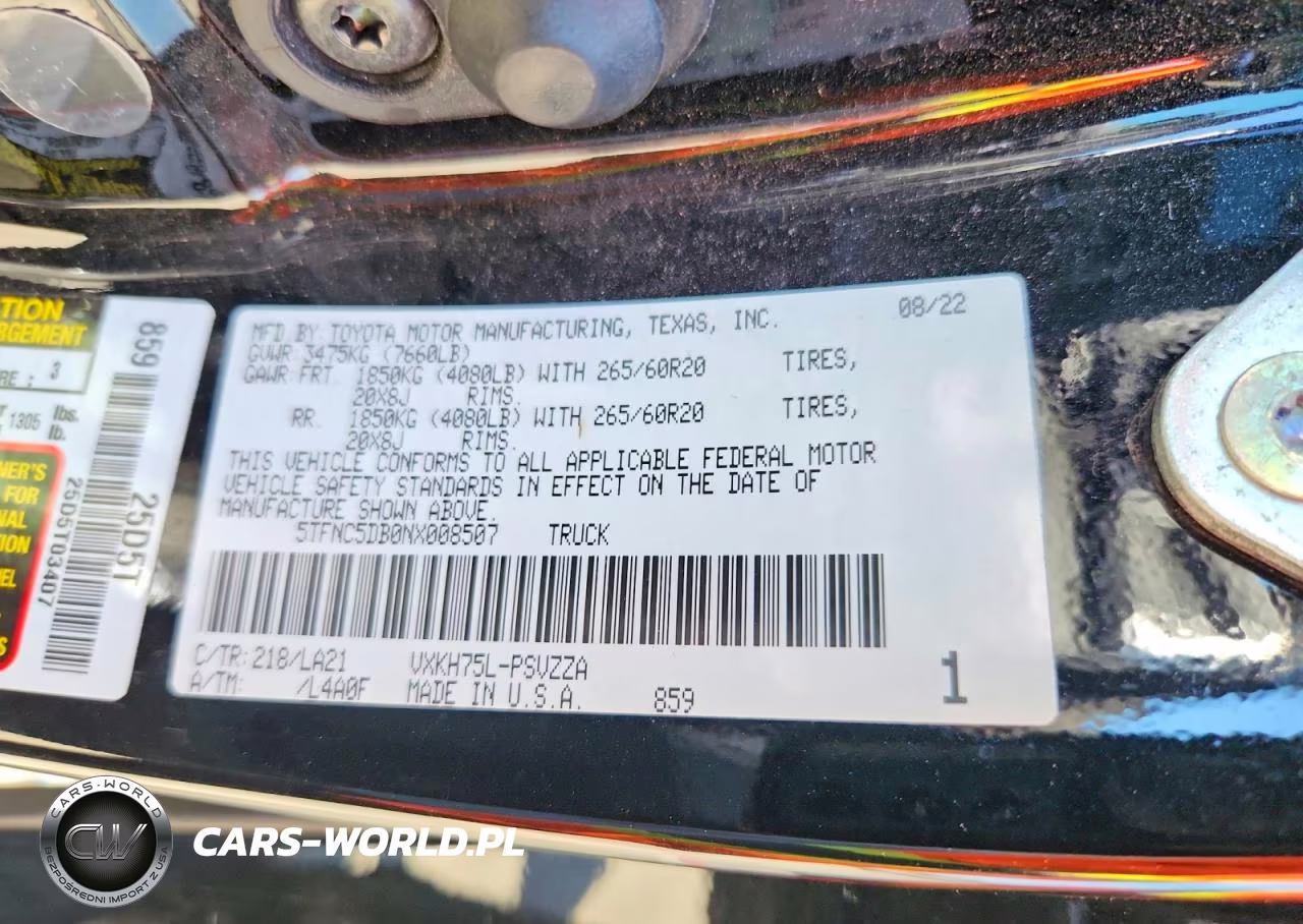 2022 Toyota Tundra Platinum Hv VIN:5TFNC5DB0NX008507 - 12