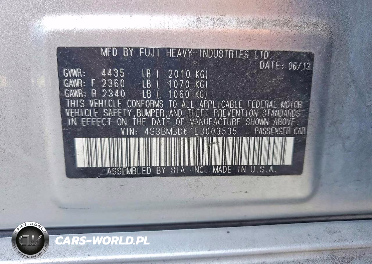 2014 Subaru Legacy VIN:4S3BMBD61E3003535 - 12
