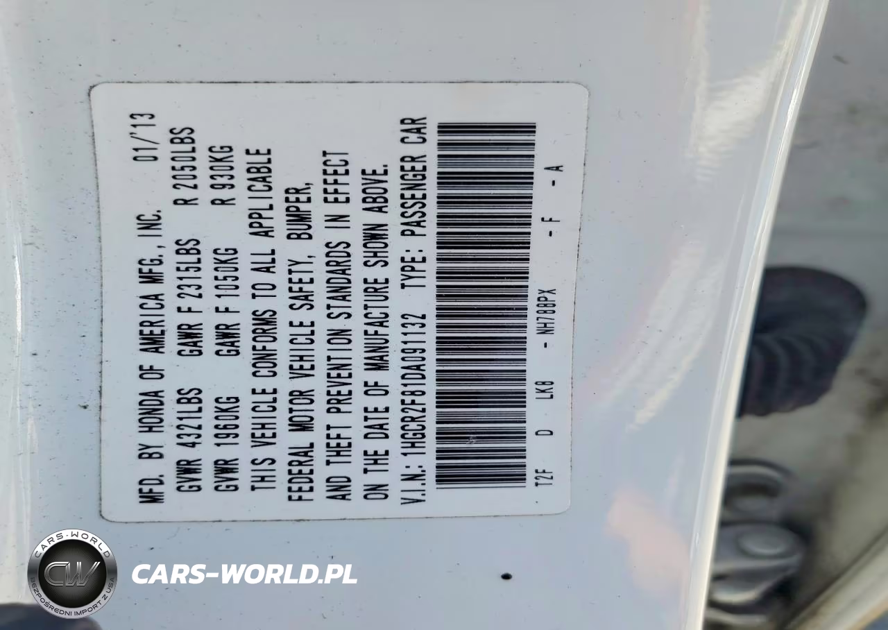 2013 Honda Accord Exl VIN:1HGCR2F81DA091132 - 13