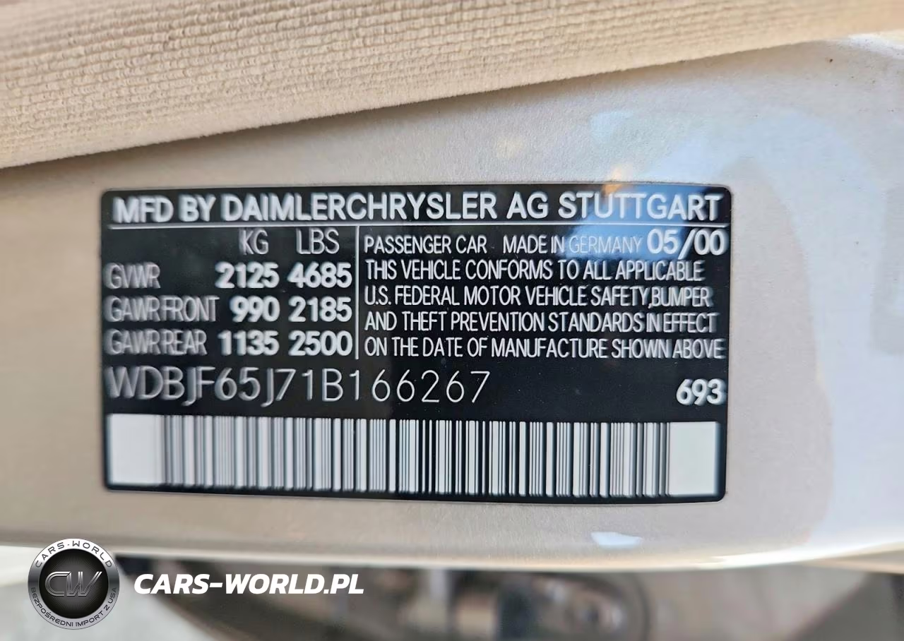 2001 Mercedes-Benz E 320 VIN:WDBJF65J71B166267 - 12
