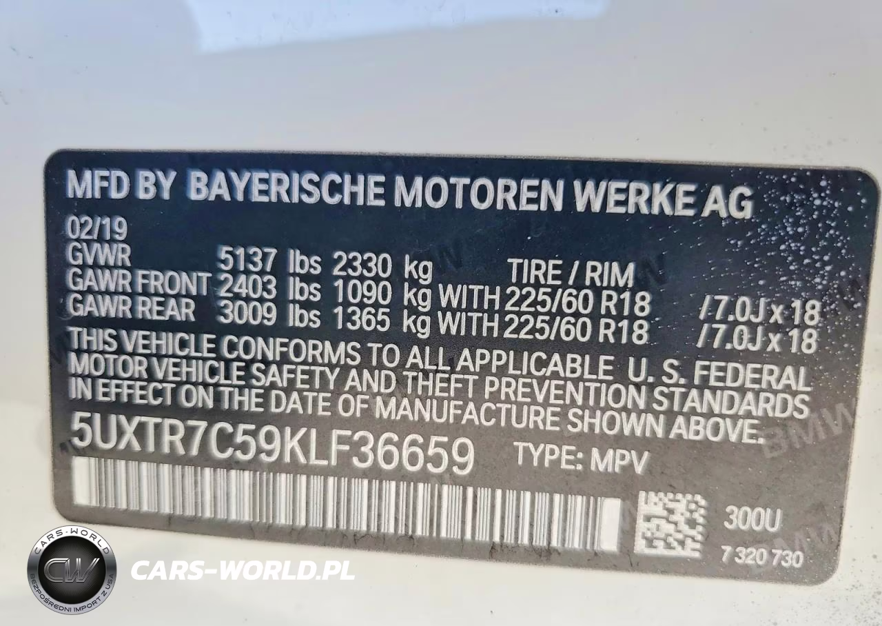 2019 BMW X3 Sdrive30I VIN:5UXTR7C59KLF36659 - 13