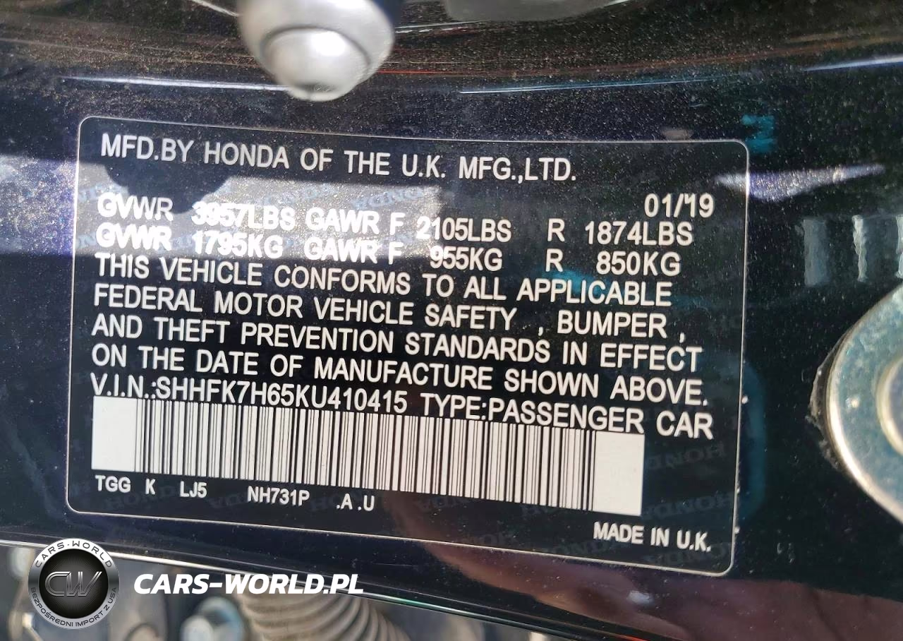 2019 Honda Civic Ex VIN:SHHFK7H65KU410415 - 13