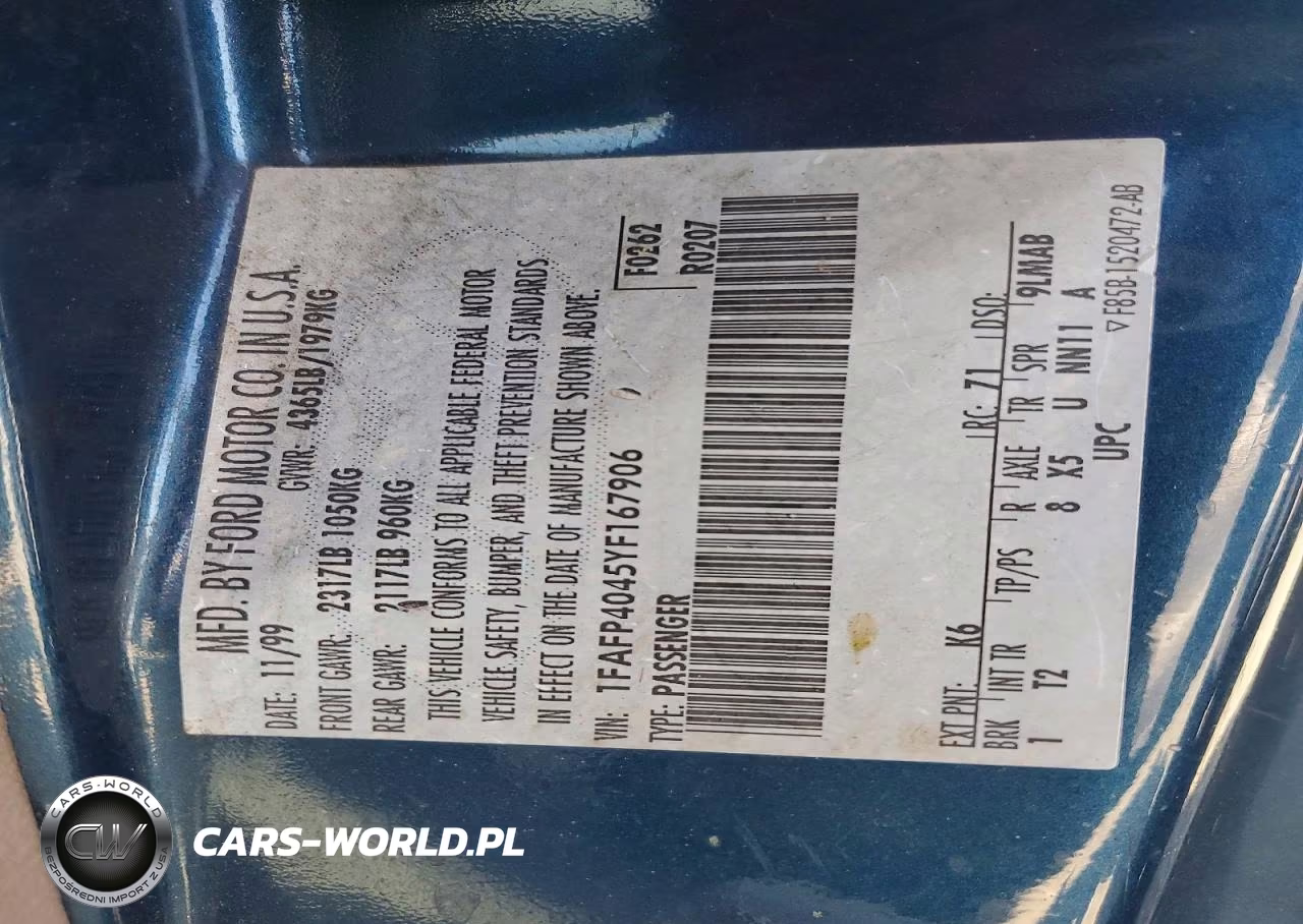 2000 Ford Mustang VIN:1FAFP4045YF167906 - 13