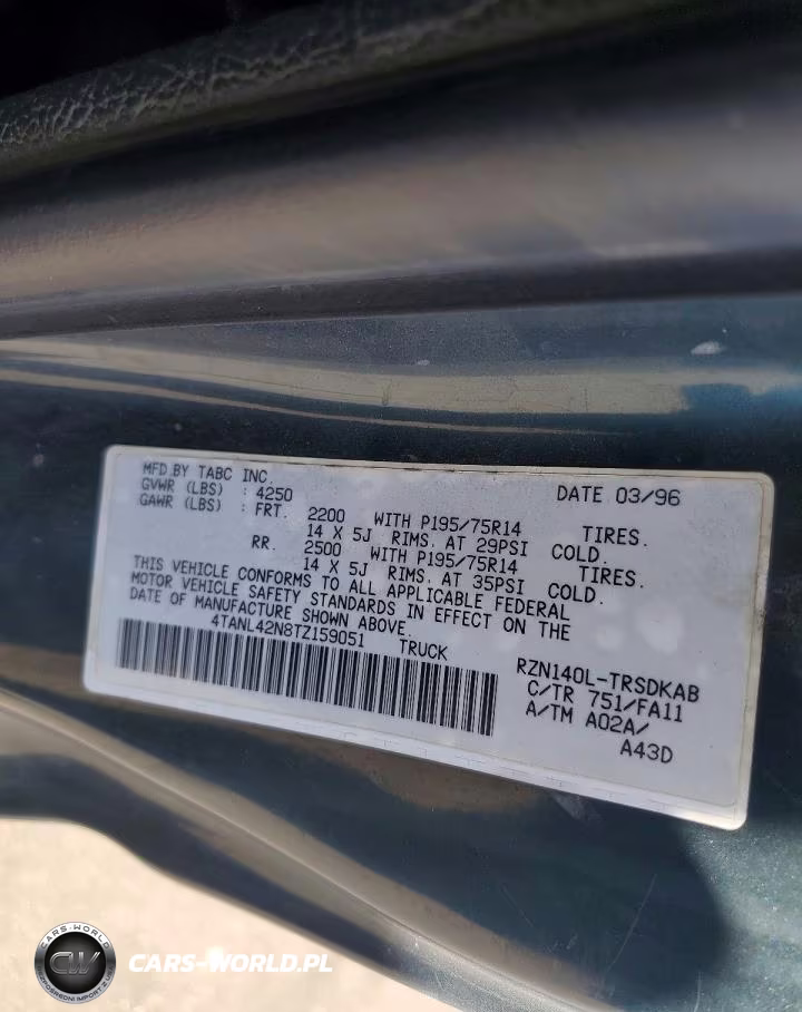 1996 Toyota Tacoma Base VIN:4TANL42N8TZ159051 - 12