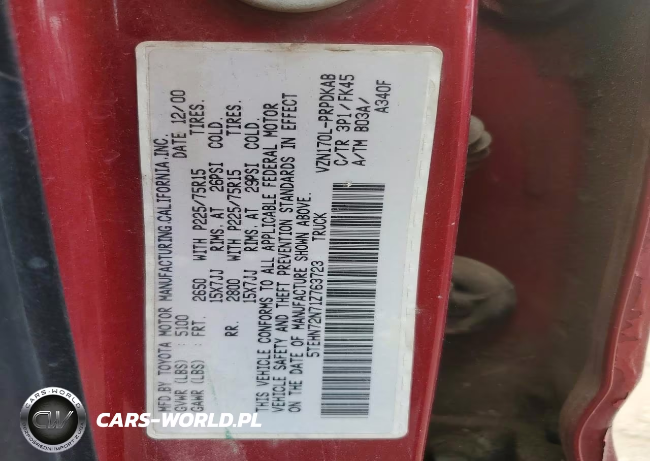 2001 Toyota Tacoma Double Cab VIN:5TEHN72N71Z763723 - 12