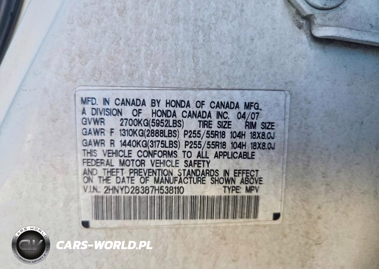2007 Acura Mdx Technology VIN:2HNYD28387H538110 - 13
