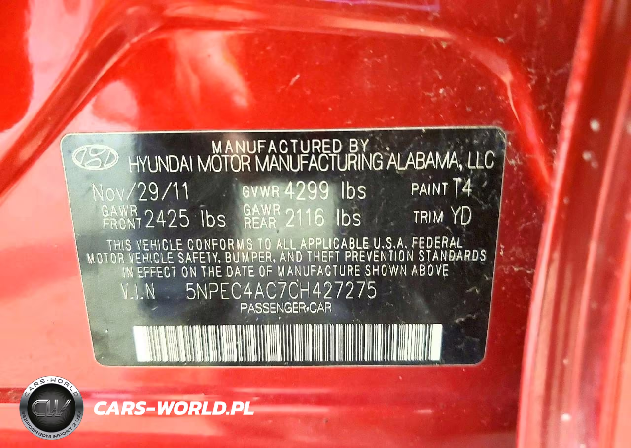 2012 Hyundai Sonata Limited VIN:5NPEC4AC7CH427275 - 13
