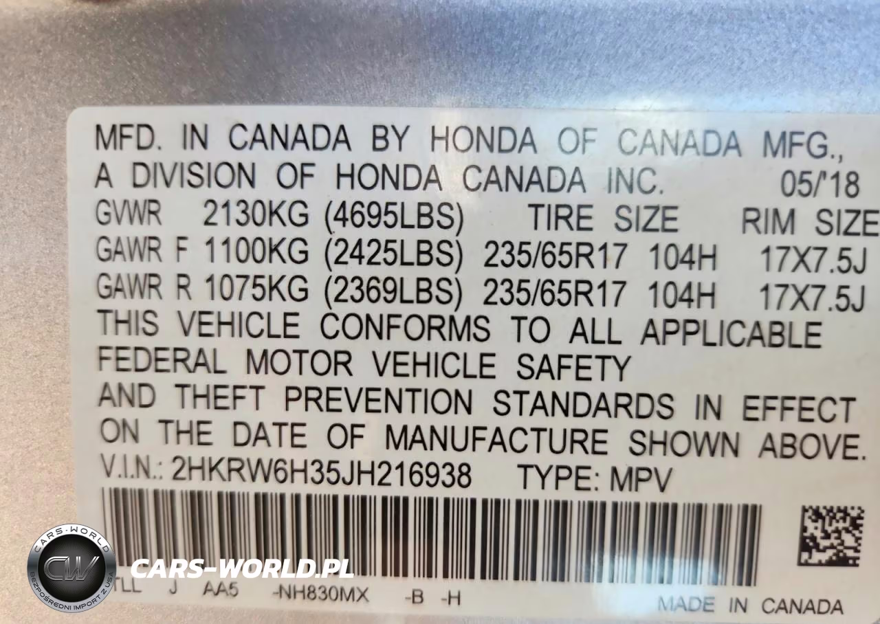 2018 Honda Cr-V Lx VIN:2HKRW6H35JH216938 - 12