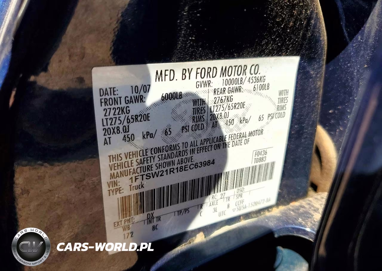 2008 Ford F250 Super Duty VIN:1FTSW21R18EC63984 - 12