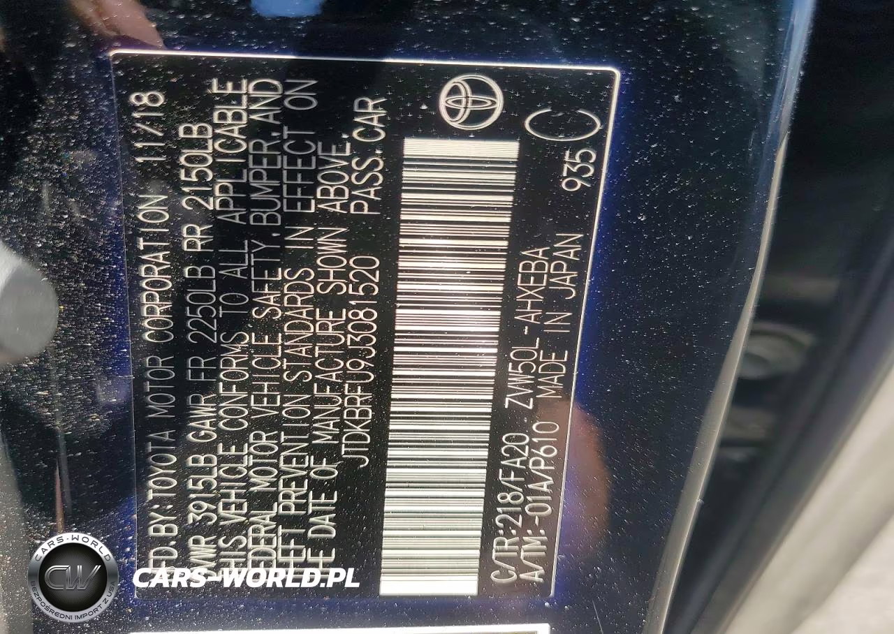 2018 Toyota Prius Two VIN:JTDKBRFU9J3081520 - 12