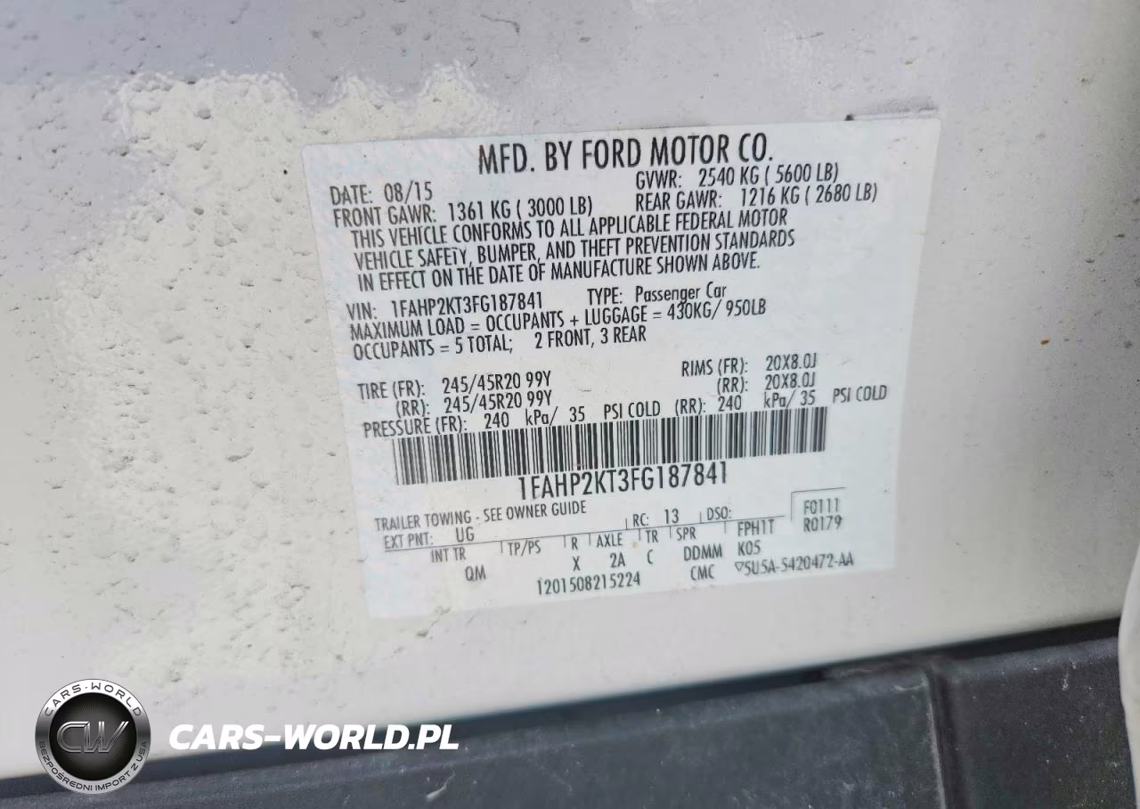 2015 Ford Taurus Sho VIN:1FAHP2KT3FG187841 - 12