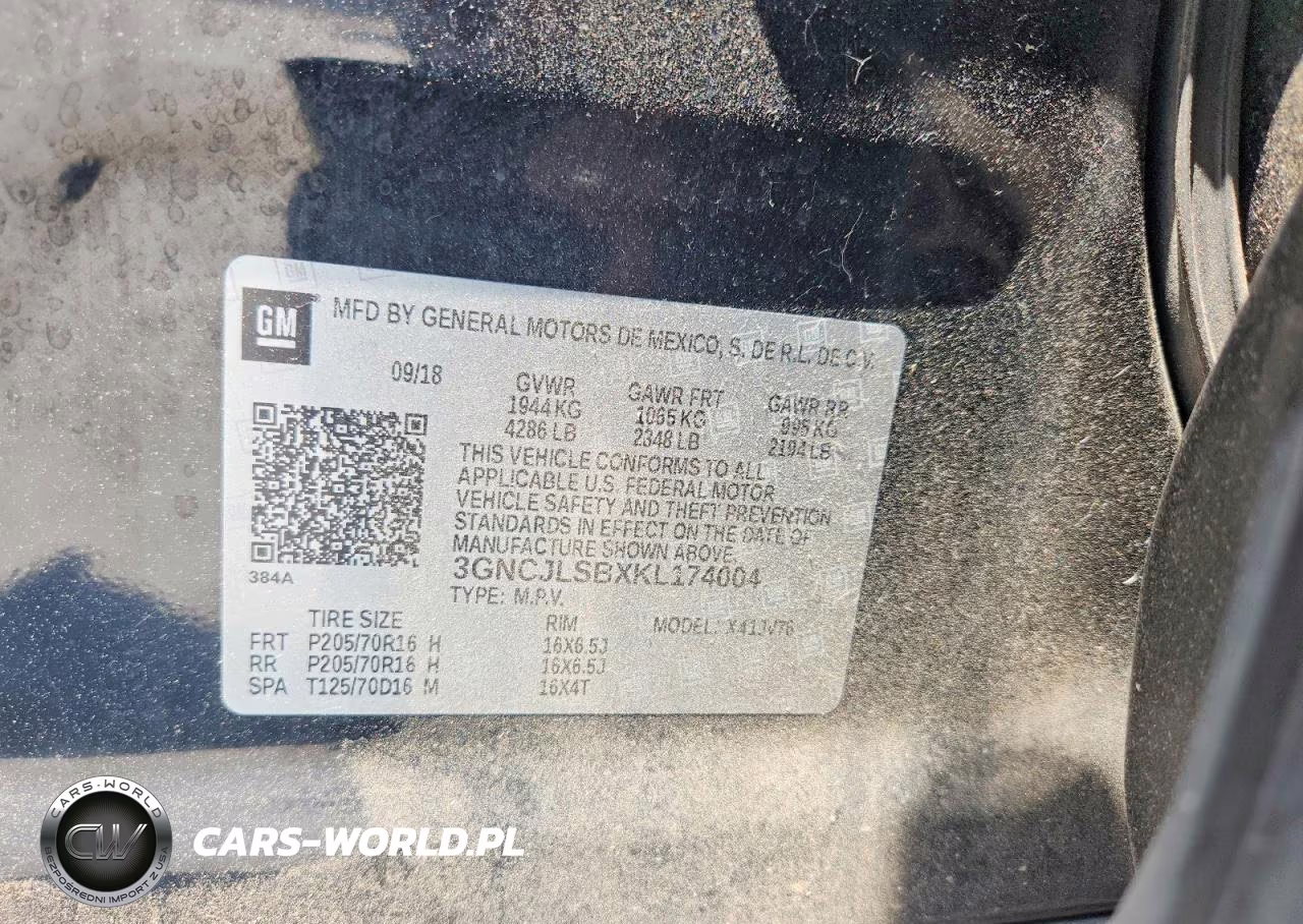 2019 Chevrolet Trax 1Lt VIN:3GNCJLSBXKL174004 - 12