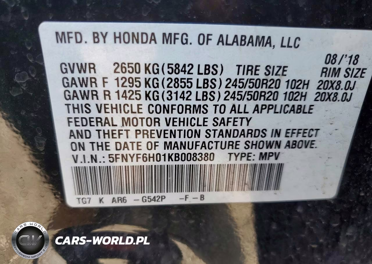2019 Honda Pilot Elite VIN:5FNYF6H01KB008380 - 13