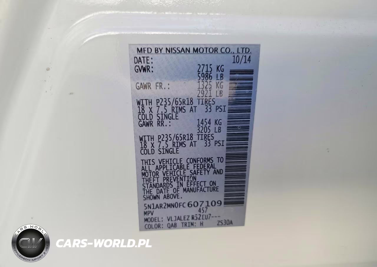2015 Nissan Pathfinder Sv VIN:5N1AR2MN0FC607109 - 13