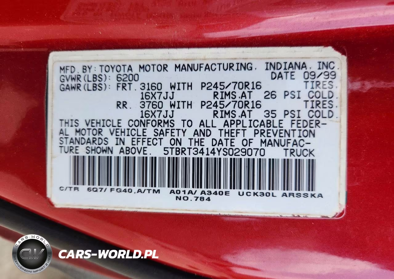 2000 Toyota Tundra Sr5 VIN:5TBRT3414YS029070 - 12