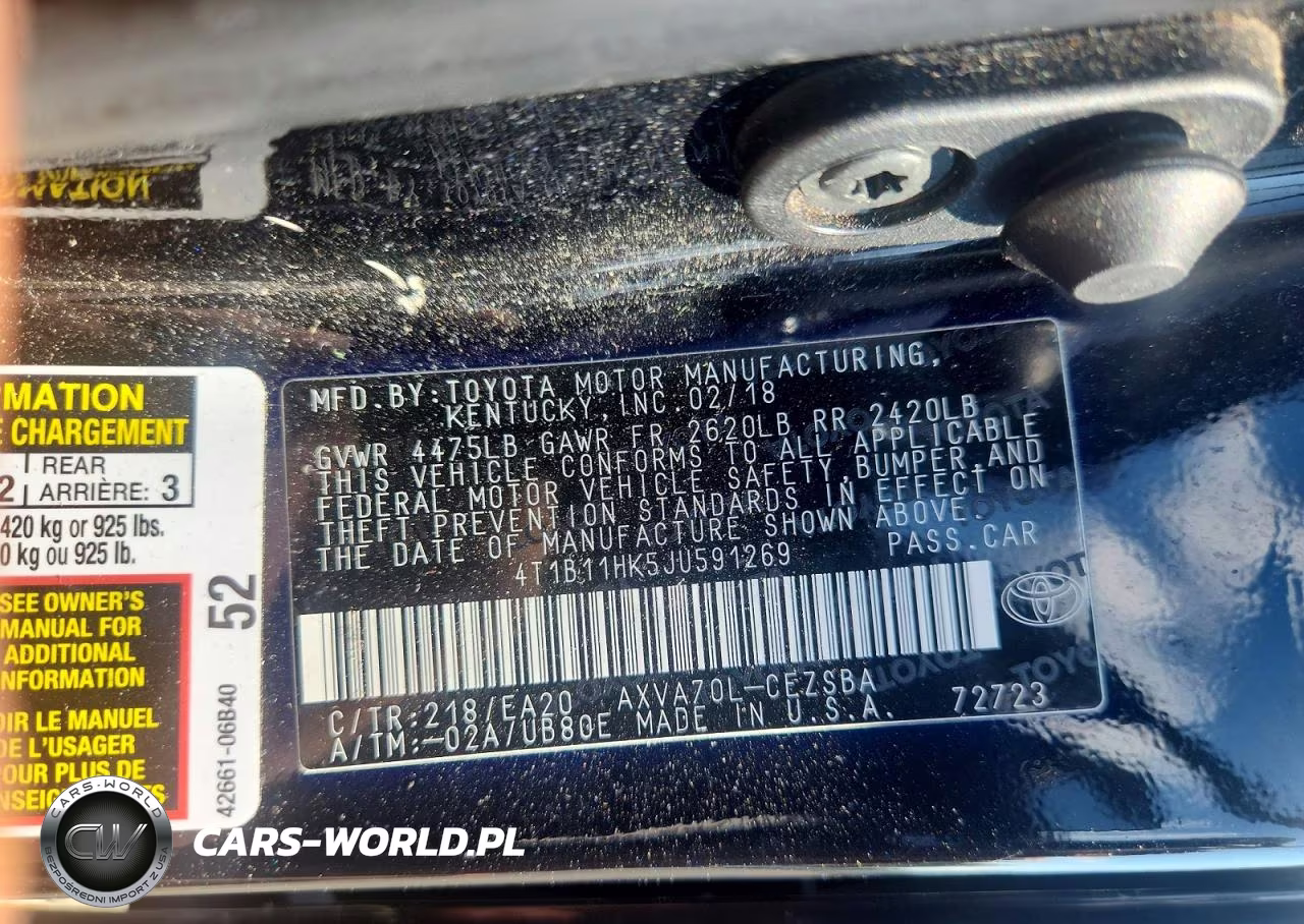 2018 Toyota Camry Se VIN:4T1B11HK5JU591269 - 12