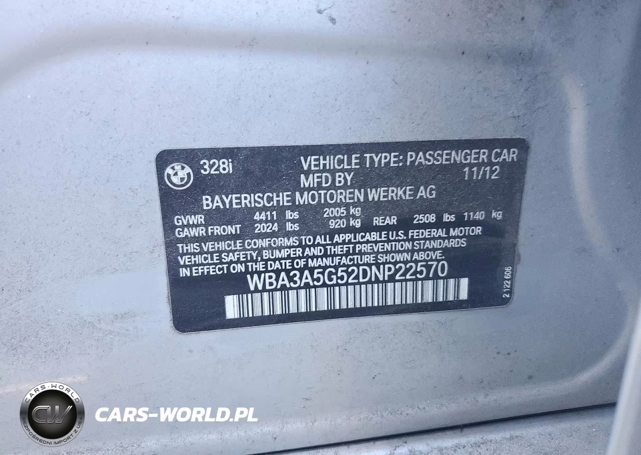 2013 BMW 328 I VIN:WBA3A5G52DNP22570 - 12