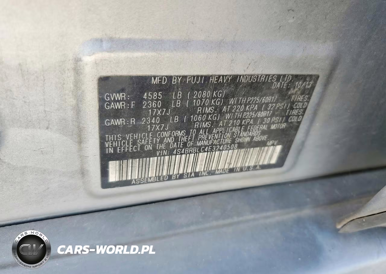 2014 Subaru Outback 2.5I Limited VIN:4S4BRBLC4E3240508 - 13