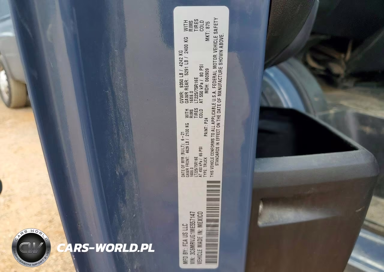 2021 Ram Promaster 3500 3500 High VIN:3C6MRVJG1ME557147 - 13