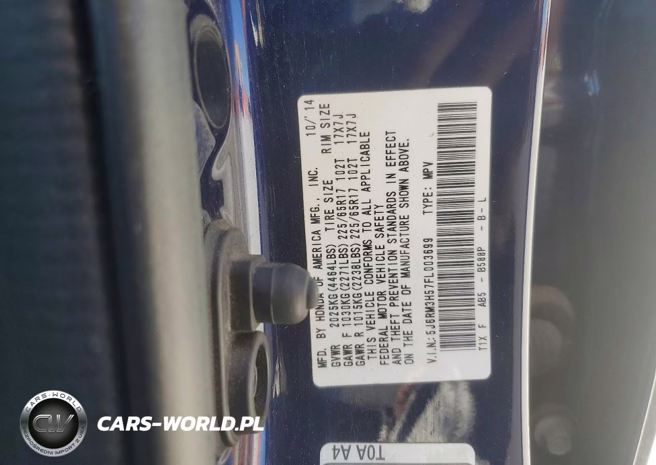 2015 Honda Cr-V Ex VIN:5J6RM3H57FL003699 - 13