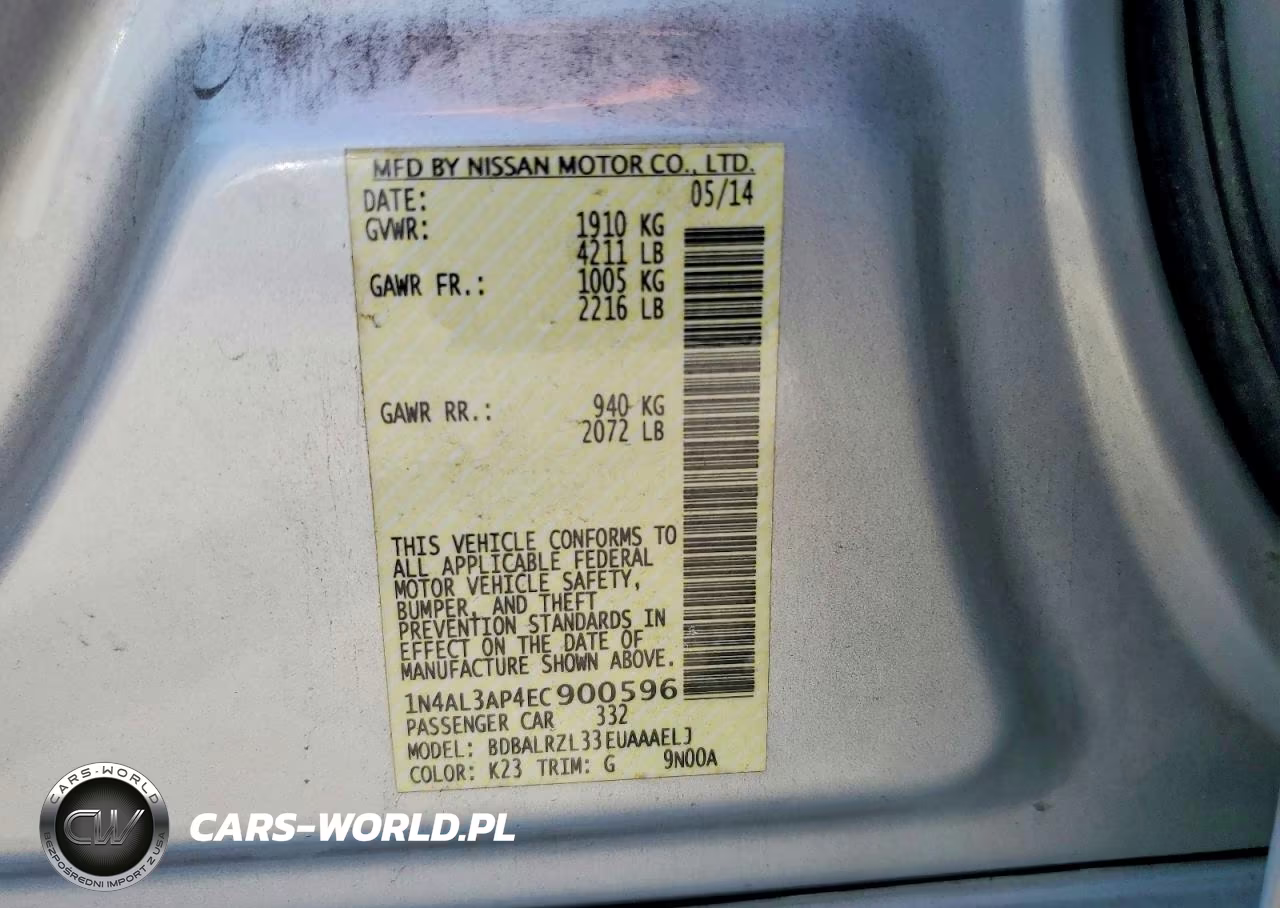 2014 Nissan Altima 2.5 S VIN:1N4AL3AP4EC900596 - 13