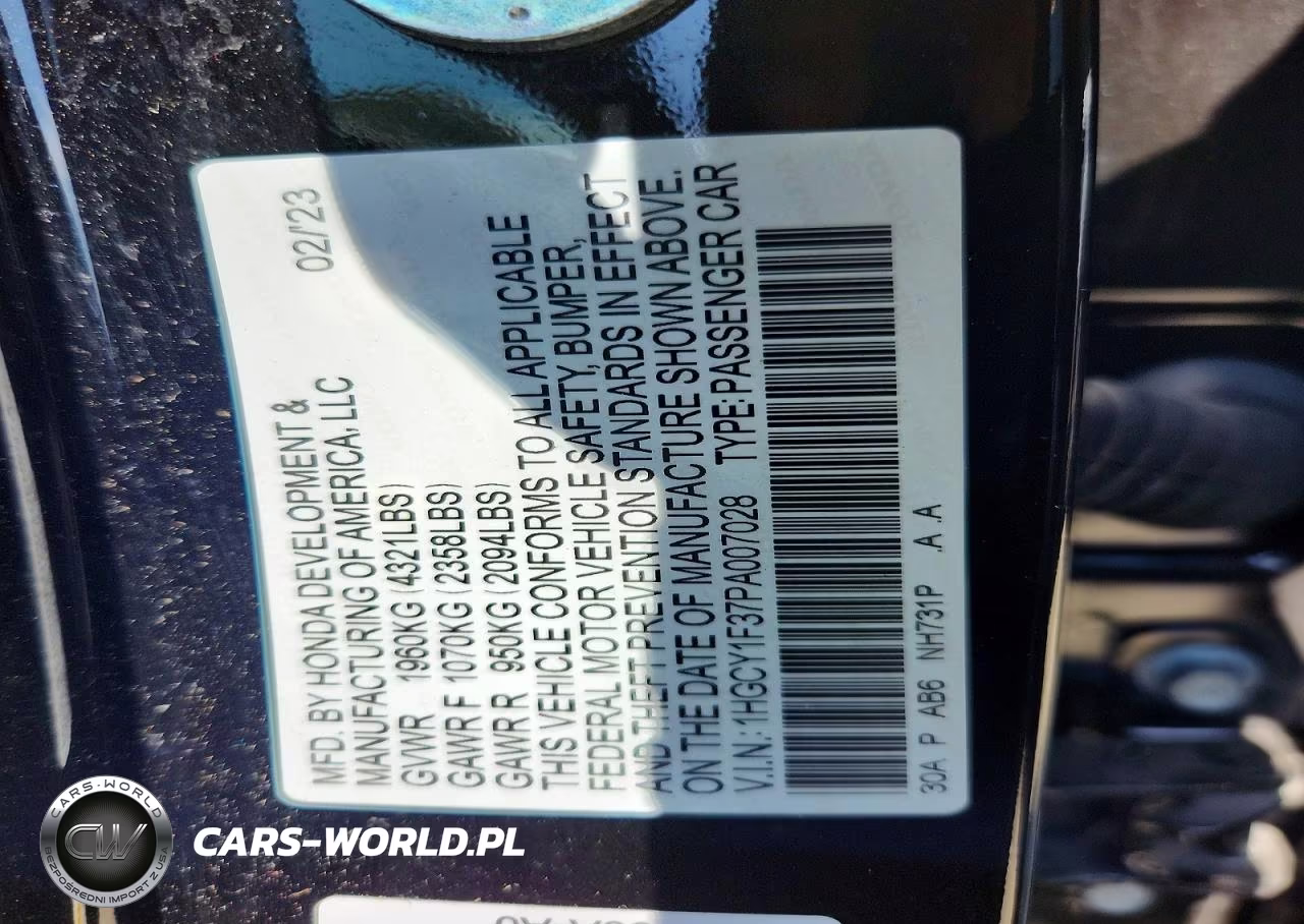 2023 Honda Accord Ex VIN:1HGCY1F37PA007028 - 13