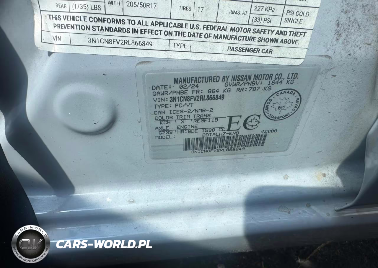 2024 Nissan Versa Sr VIN:3N1CN8FV2RL866849 - 13