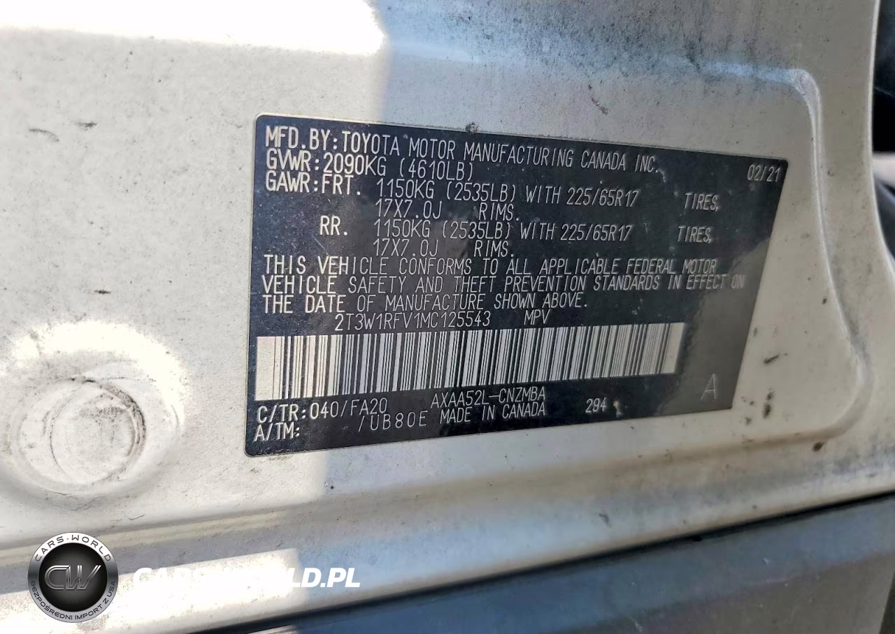 2021 Toyota Rav4 Xle VIN:2T3W1RFV1MC125543 - 13