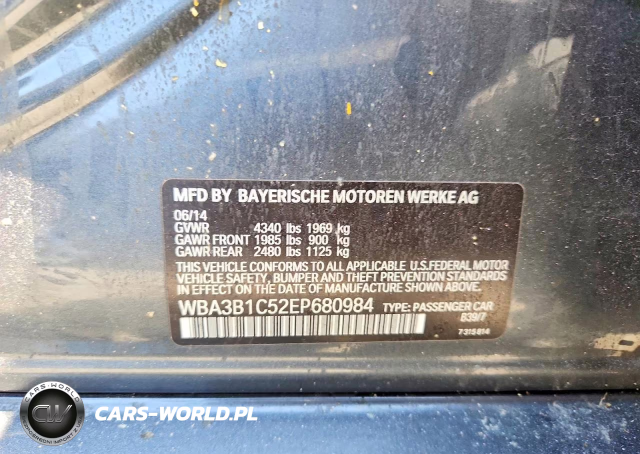 2014 BMW 320 I VIN:WBA3B1C52EP680984 - 12