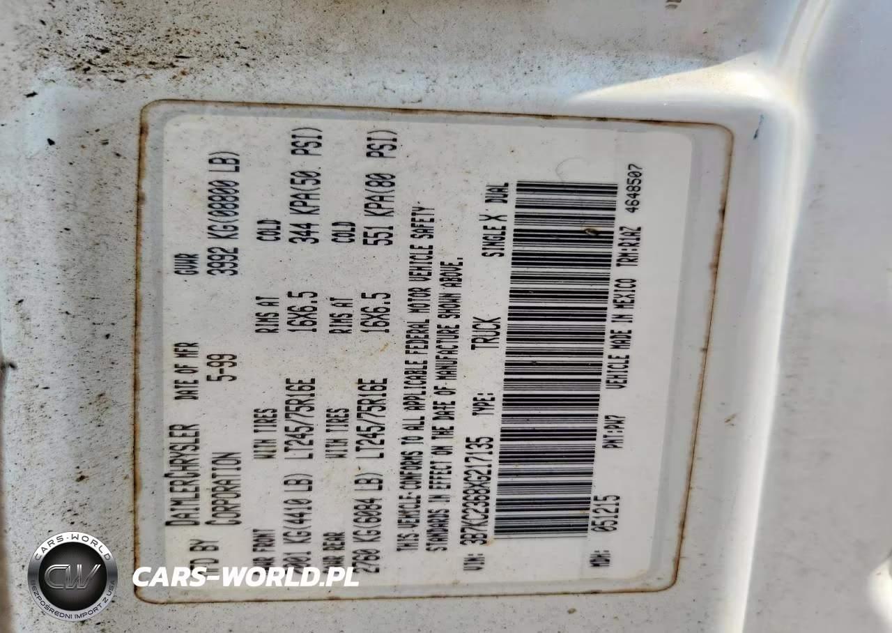 1999 Dodge Ram 2500 VIN:3B7KC2368XG217135 - 12