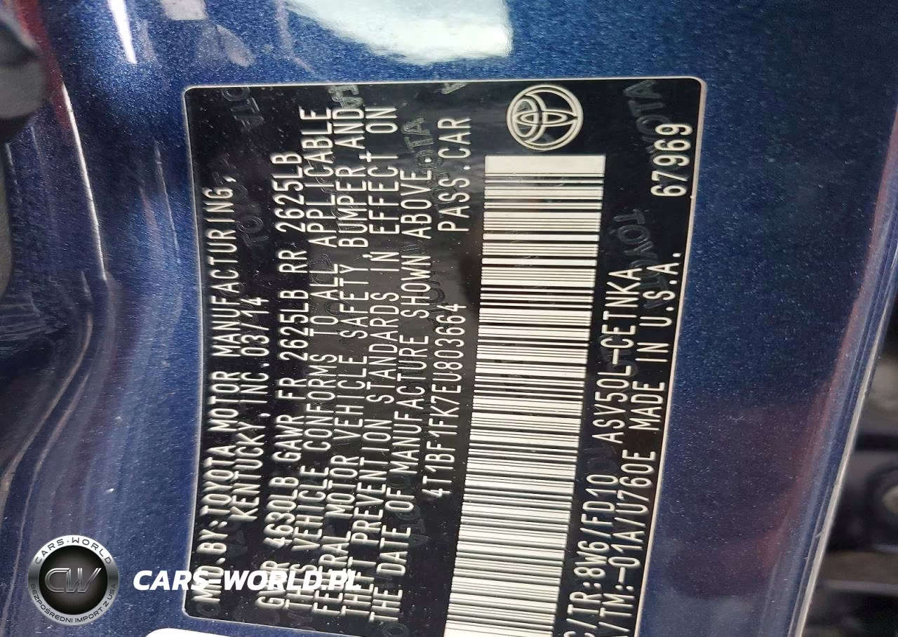 2014 Toyota Camry Le VIN:4T1BF1FK7EU803664 - 12