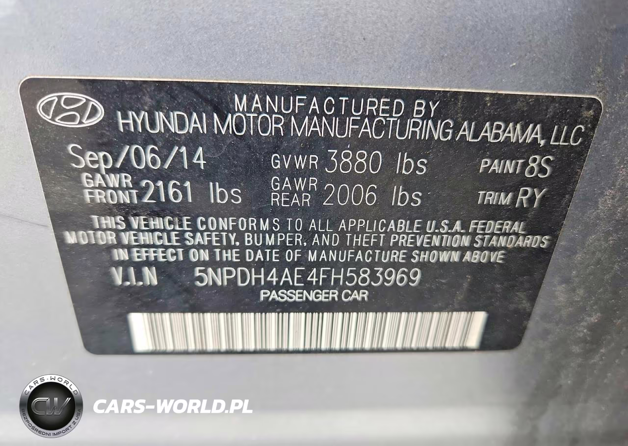 2015 Hyundai Elantra Limited VIN:5NPDH4AE4FH583969 - 12