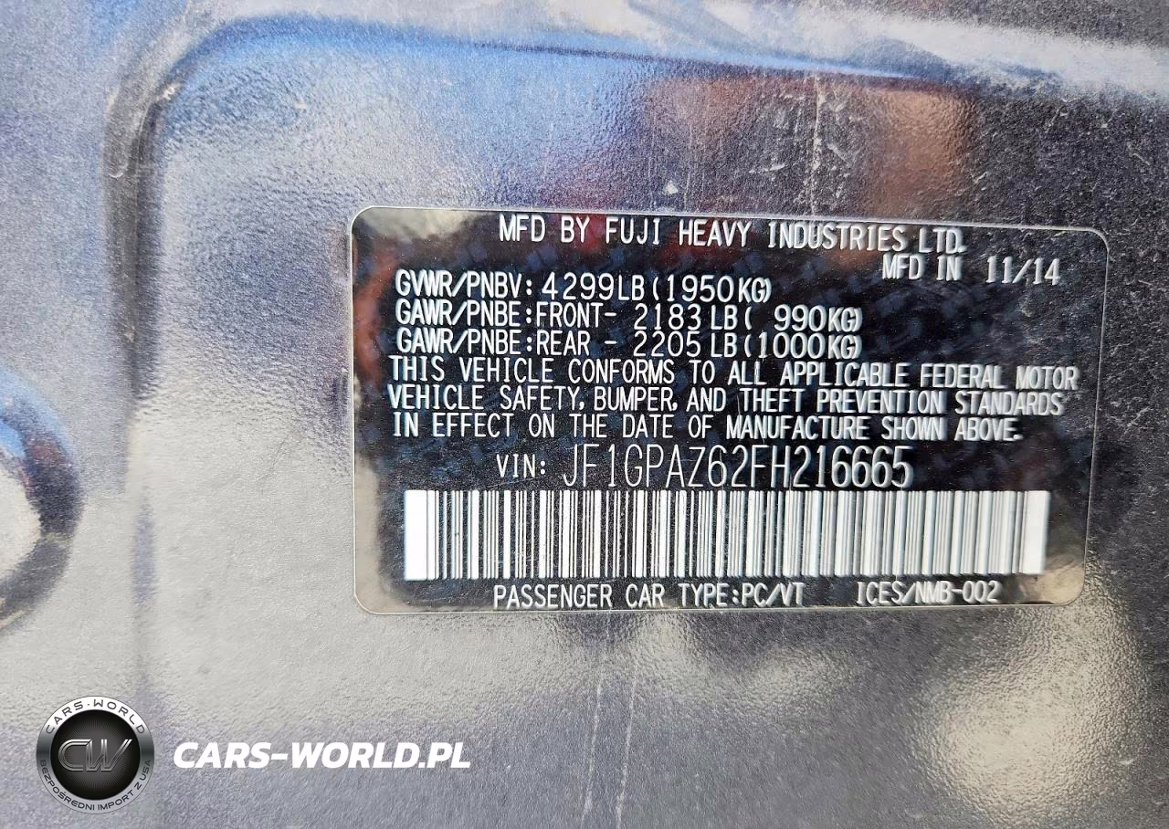 2015 Subaru Impreza Sport Limited VIN:JF1GPAZ62FH216665 - 12