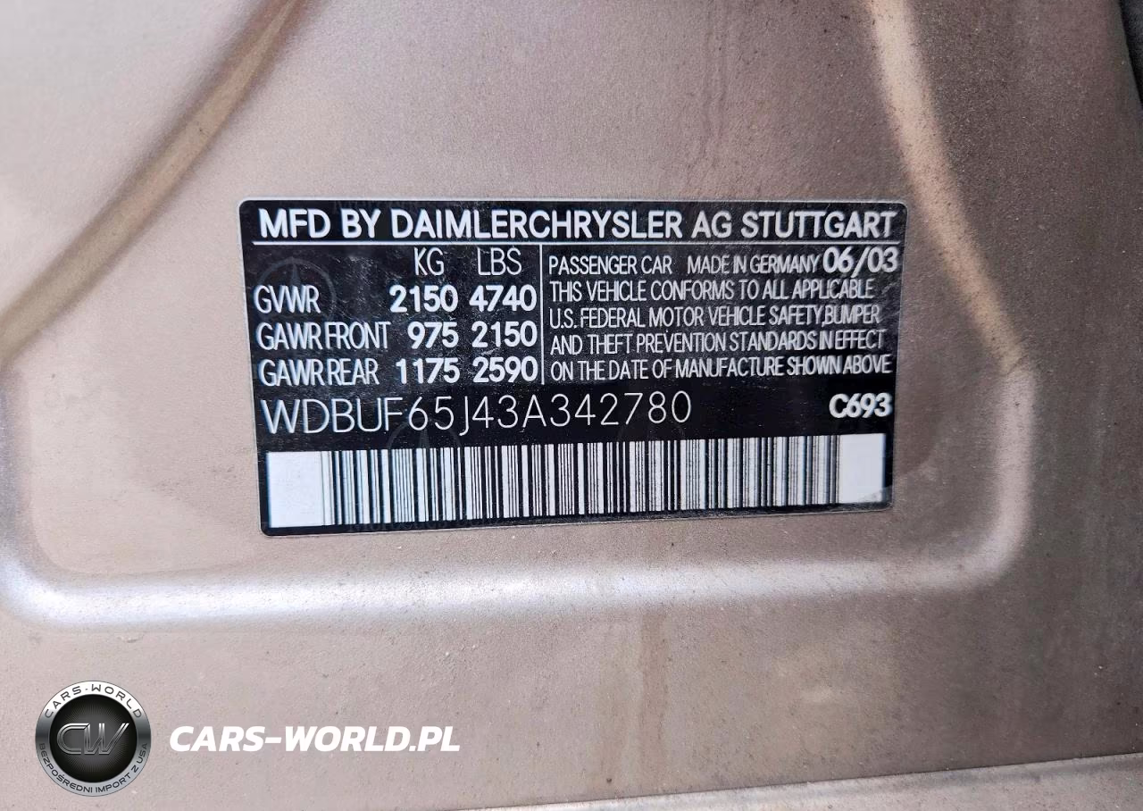 2003 Mercedes-Benz E 320 VIN:WDBUF65J43A342780 - 12