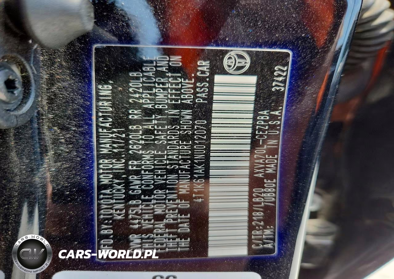 2022 Toyota Camry Xse VIN:4T1K61AK1NU012070 - 12