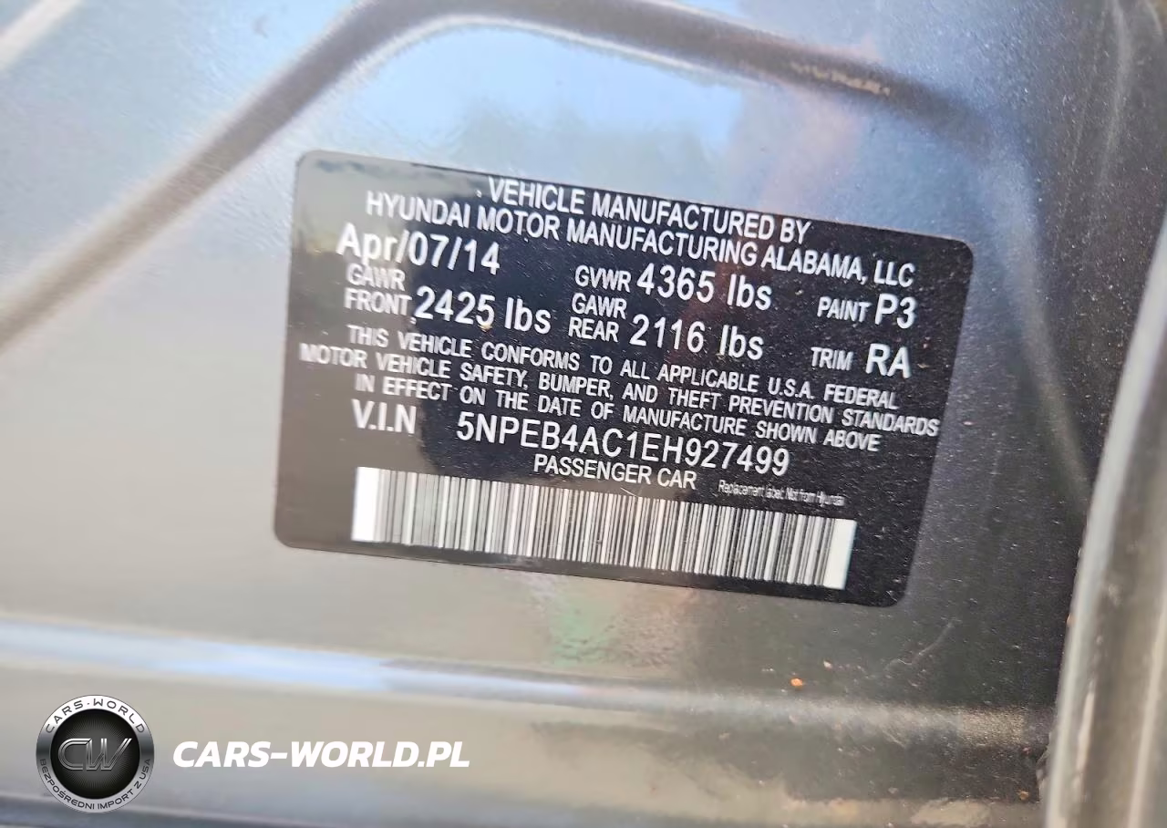 2014 Hyundai Sonata Gls VIN:5NPEB4AC1EH927499 - 12
