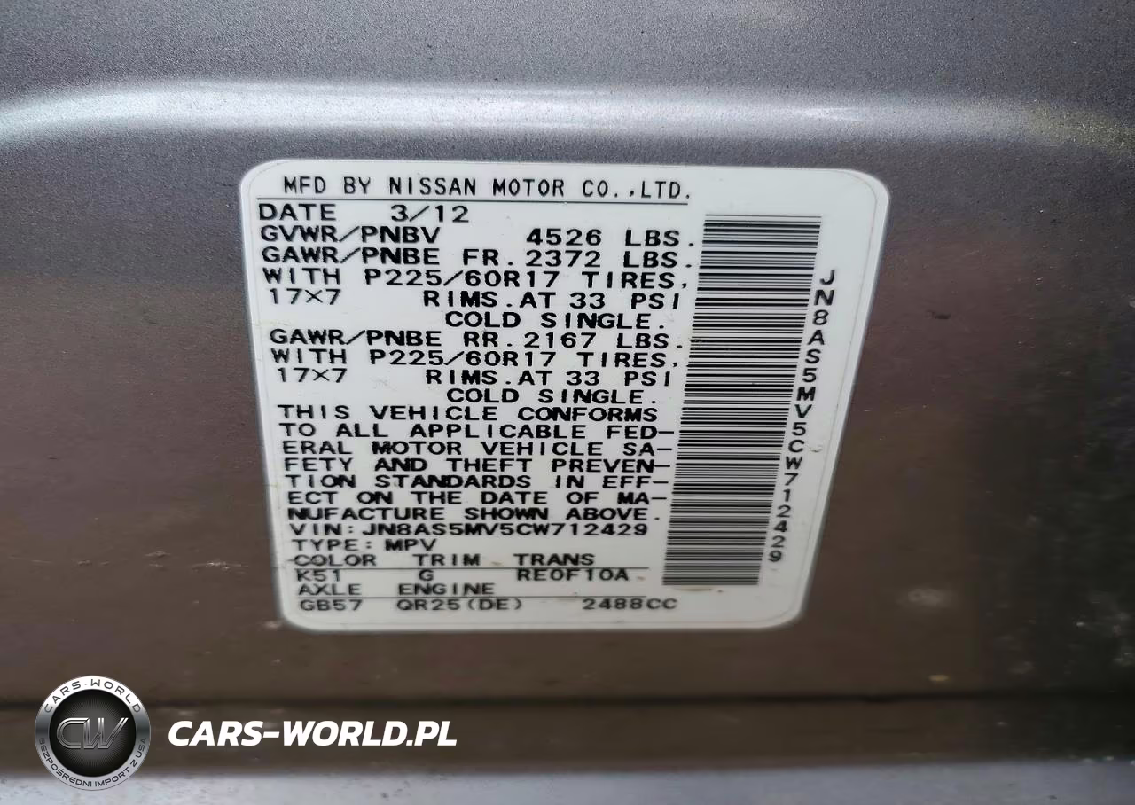 2012 Niss Rogue Small Suv VIN:JN8AS5MV5CW712429 - 13