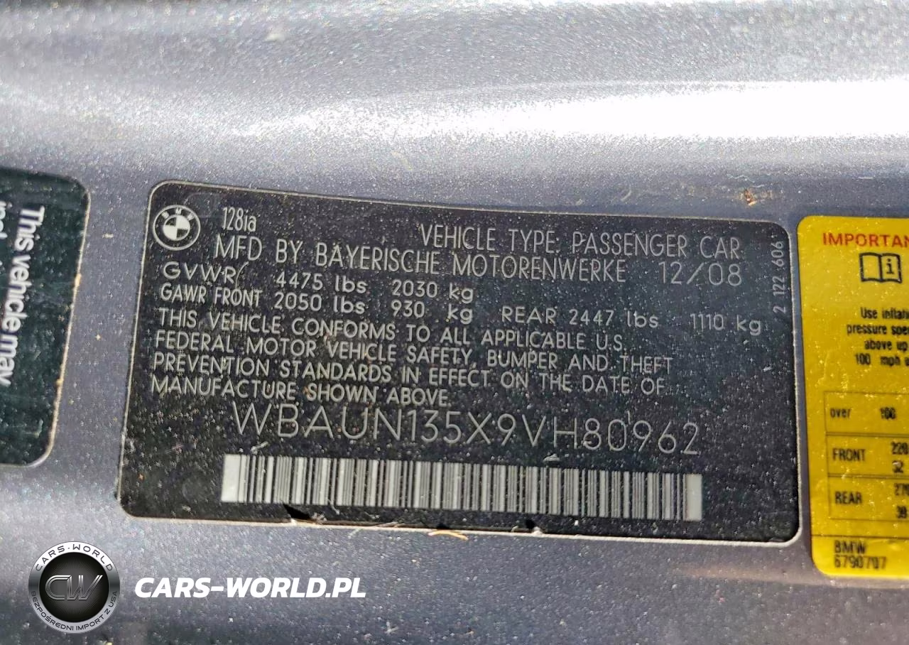 2009 BMW 128 I VIN:WBAUN135X9VH80962 - 12