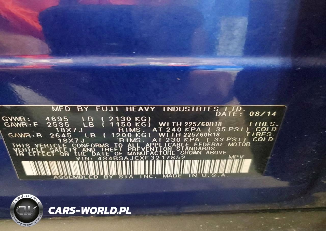 2015 Subaru Outback 2.5I Limited VIN:4S4BSAJCXF3217852 - 13